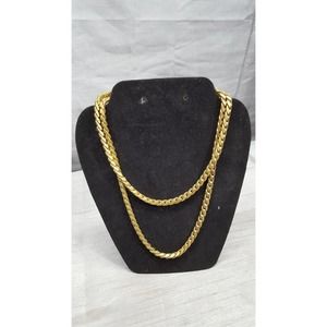 Miriam Haskell Long Russian Gold Gilt Chain Necklace 36 Inch